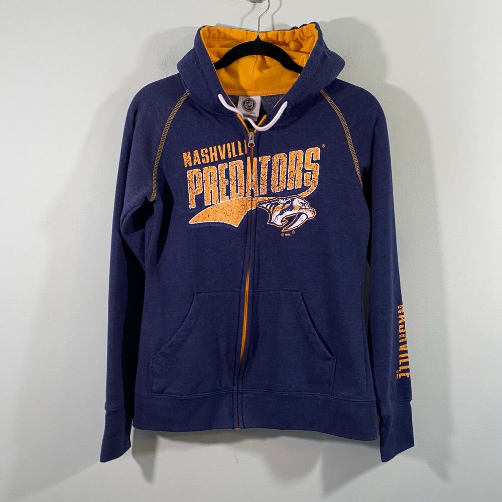NHL Nashville Predators Women Navy Graphic Full Zip Hoodie Size M